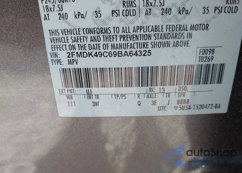 2009 Ford Edge Limited из США, поврежденный, VIN 2FMDK49C69BA64325